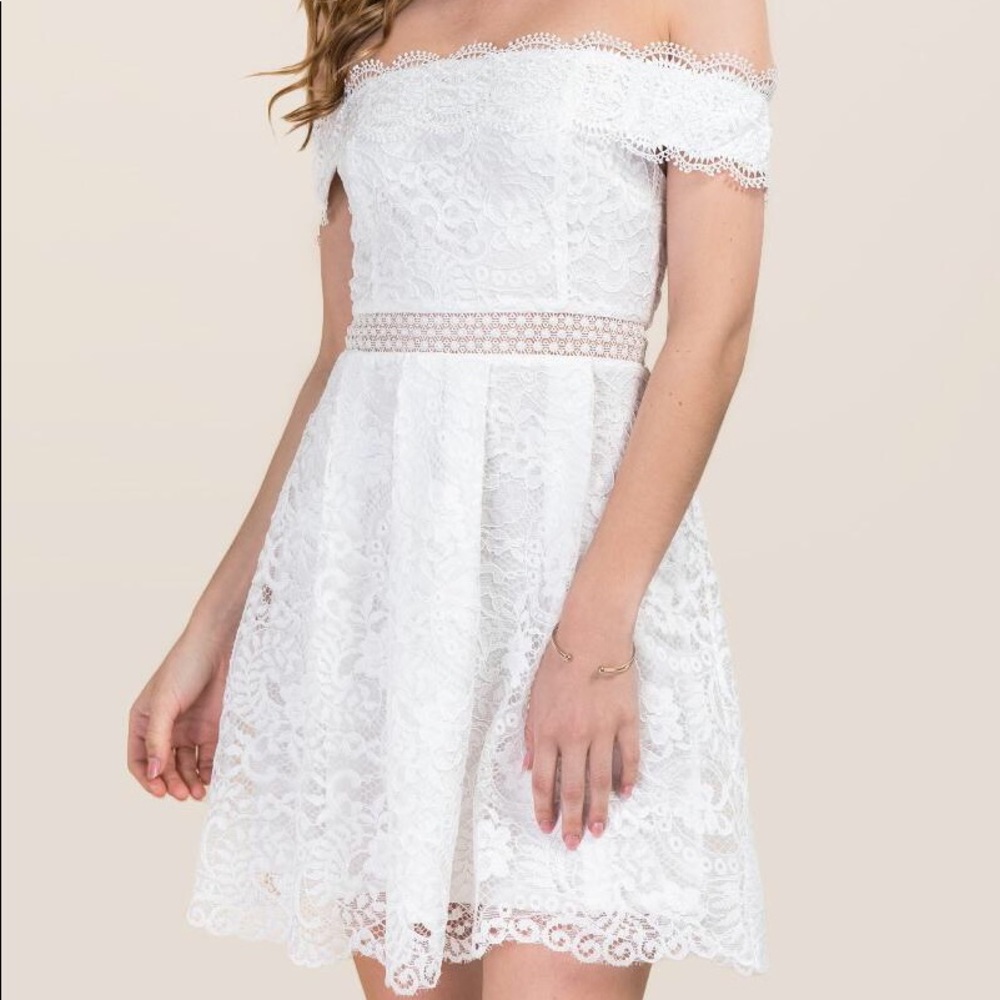 🥳HP!🥳 White Lace A-Line Off-Shoulder Dress